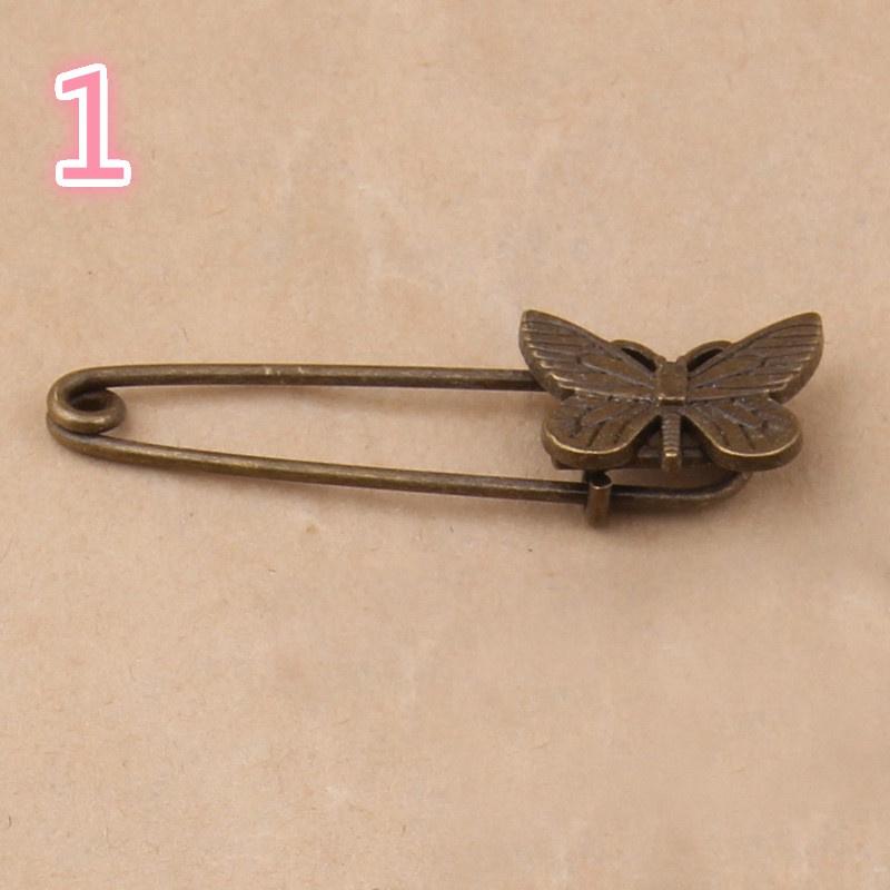 2pcs Alloy Antique Brass Vintage Flower Brooch Safety Pins For Garment Accessories Scarf Clip Pins