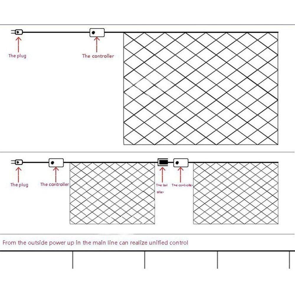 Светодиодная сетка гирлянда/Светодиодные огни для украшения дома 9,8 фута x 6,6 фута 192 светодиода 8 режимов (3X2M Многоцветный)(ПВХ),1 метр
