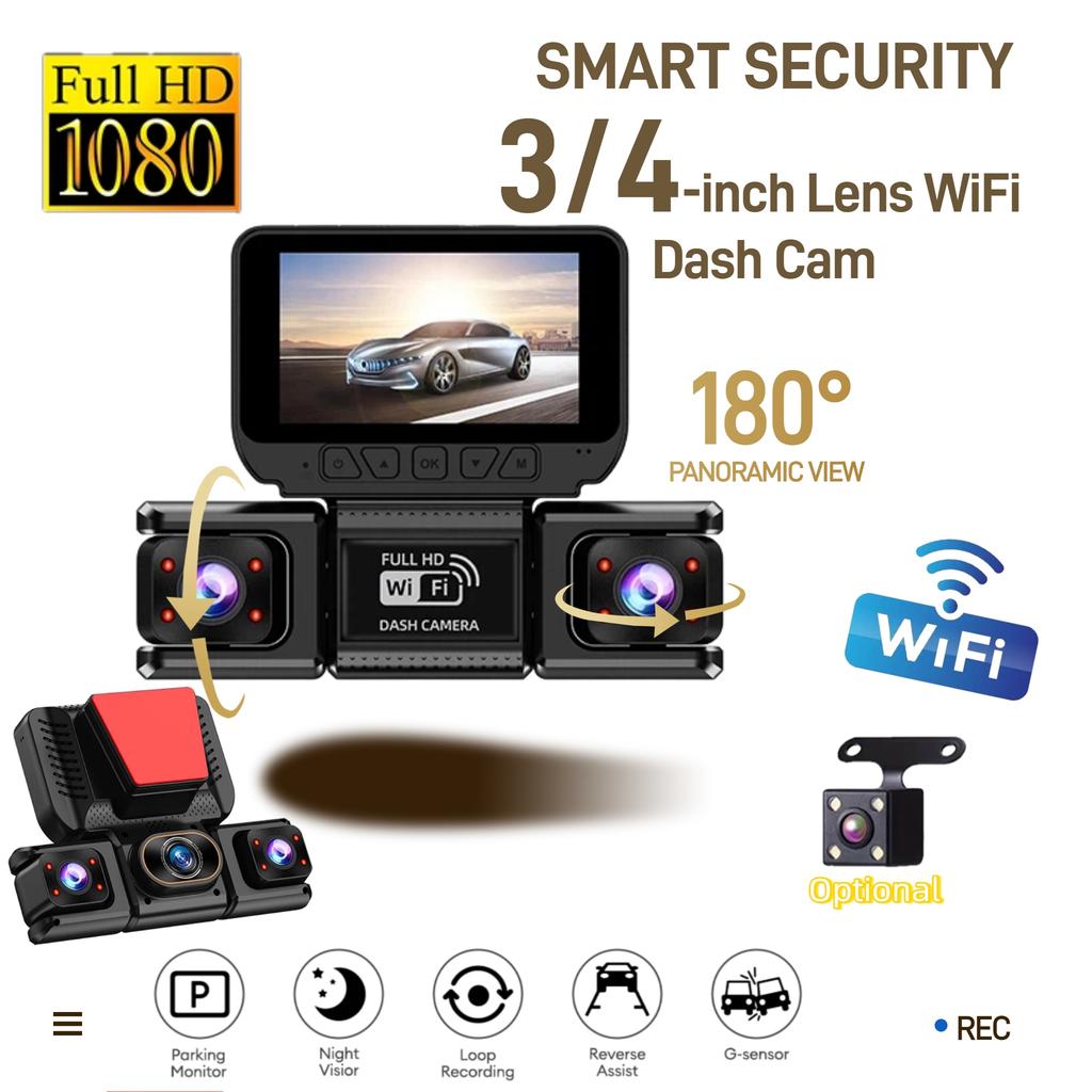 3/4CH WiFi Dashcam, 1080P+720P Multi-lens HD Recording, Fast WiFi for Real-time Playback & File Export