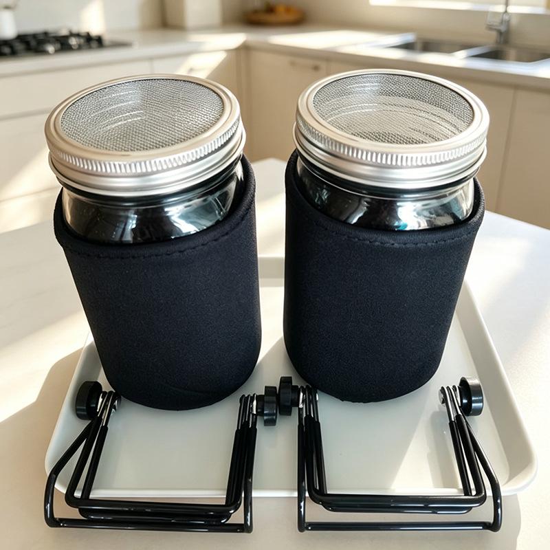 Seed Sprouting Glass Mason Jar with Stainless Steel Lid and Stand