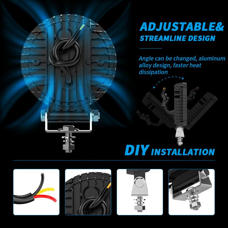 4-дюймовые черные круглые дневные ходовые огни Knigh, модифицированные светодиодные рабочие фары, фары для внедорожников, квадроциклов, внедорожников, 4X4, фары, мигающие