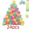 24PCS Rainbow Magic Springs Circle Toys Kids Birthday Party Favors Guests Giveaway Small Gifts Pinata Fillers Flexible Funny Toy