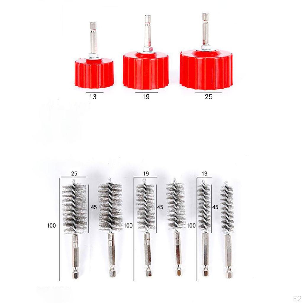 Набор для чистки медных труб для дрели 6 щеток из нержавеющей стали для чистки отверстий хвостовик 1/4 дюйма