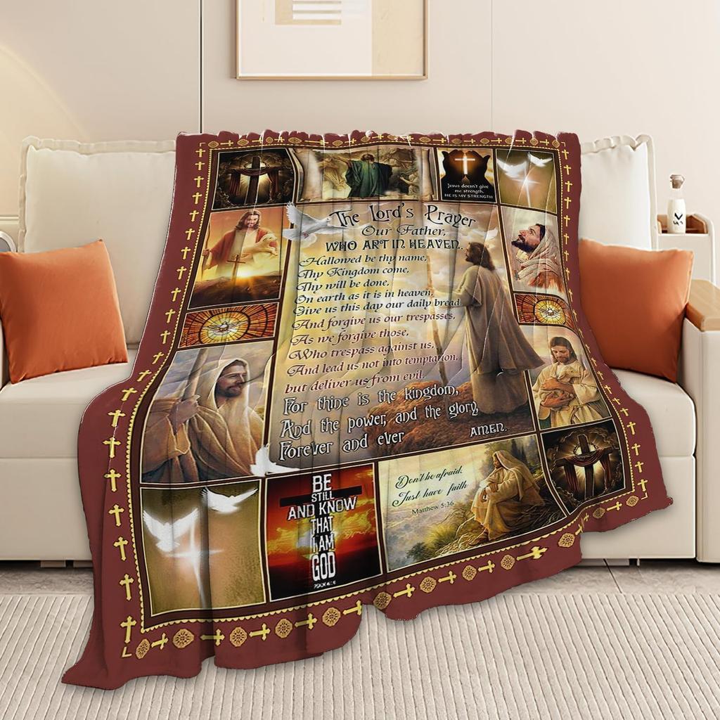 Christian Blanket pirational Scripture Religious Spiritual Jesus Prayer Faith Throw Blanket Catholic Gifts for Adults Women Men Super Soft Cozy Plush