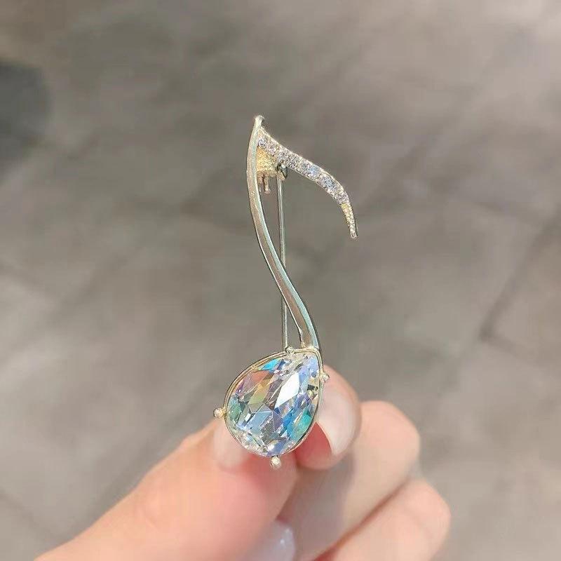 Креативные Женские Мужские Модные Новые Элегантные Музыкальные Ноты Хрустальные Значки Пряжки Элегантная Леди Изысканная Стразы Булавка
