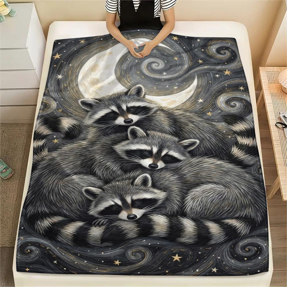 1PC Small animals gather Print FlAannel Blanket, High quality Comfortable for All Seasons, Home Decor, Warmth and Comfort