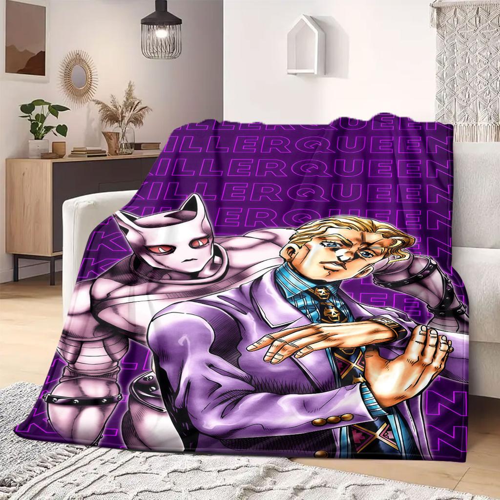 Фланелевое одеяло JOJO Аниме Теплое, Удобное, Подходит для Спален, Диванов, Кроватей, Стульев, Пикников, Путешествий
