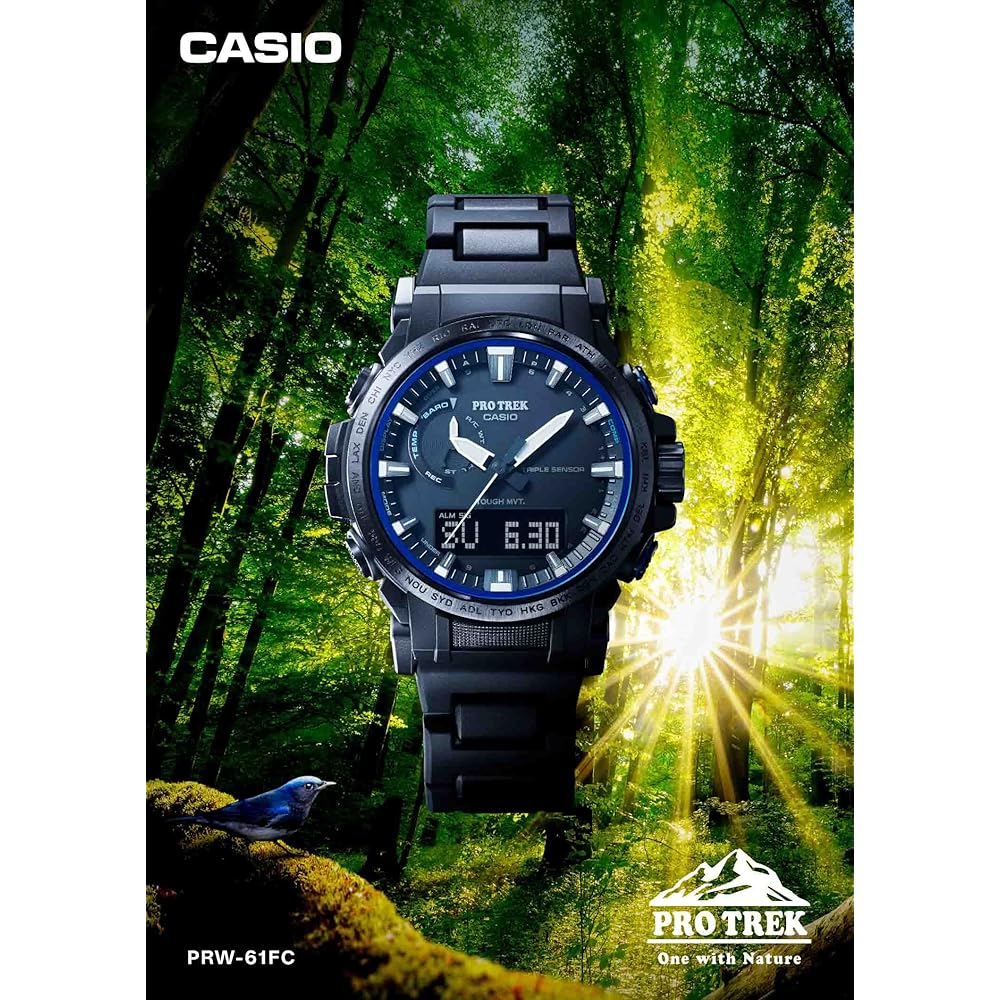 Часы Casio Pro Trek [Официальный японский продукт] Линия Climber Радиоуправляемые солнечные часы Сделаны из биомассы PRW-61FC-1JF Мужские Черные