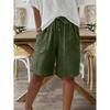 New Women'S Summer Cotton And Linen Solid Color Strap Loose Casual Five Quarter Shorts