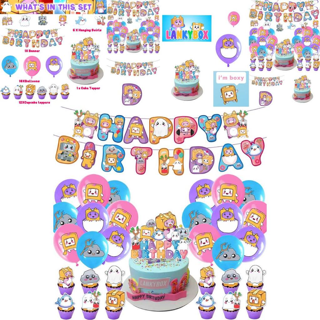 Принадлежности для дня рождения Lankybox Мультяшные украшения для вечеринки для незабываемых праздников!