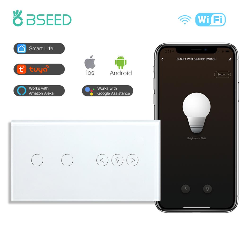 BSEED Wifi Диммерные Переключатели 1-клавишный Умный Сенсорный Переключатель Вверх Вниз Tuya Smart Life Приложение Alexa С EU Розеткой Тип-c USB Портами