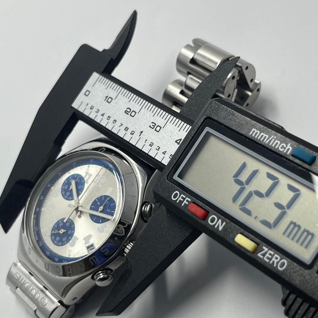 Used Swatch Irony Chronograph Silver Navy Dial Quartz Men's