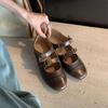 Модные балетки IPPEUM Zapatos Mujer с круглым носком из ПУ кожи с пряжкой, туфли Мэри Джейн, коричневые балетки