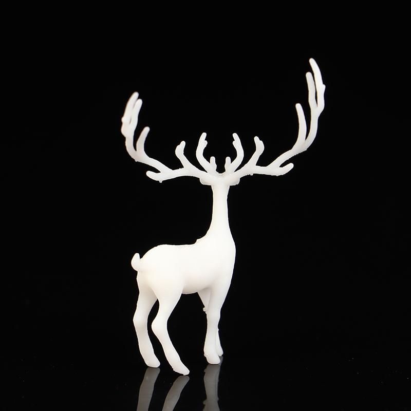 1Pc Mini Resin  Deer Christmas Forest Elk White Dessert Table Decor Merry Christmas Decor For Home Kids  Year Gift