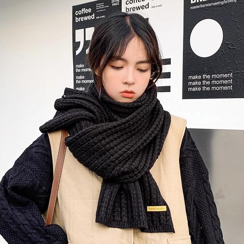 New Christmas Red Scarf Women's Autumn and Winter Birthday Gift Wool Knitted Student Couple Scarf Thickened