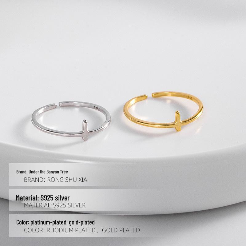 Banyan Tree S925 Silver Adjustable Japanese Cross Ring for Women