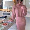 Ayollar Qishki 2 ta Paket Uzun Bodycon Sviter Ko'ylak Ayollar Kostyumi Trikotaj buyumlar