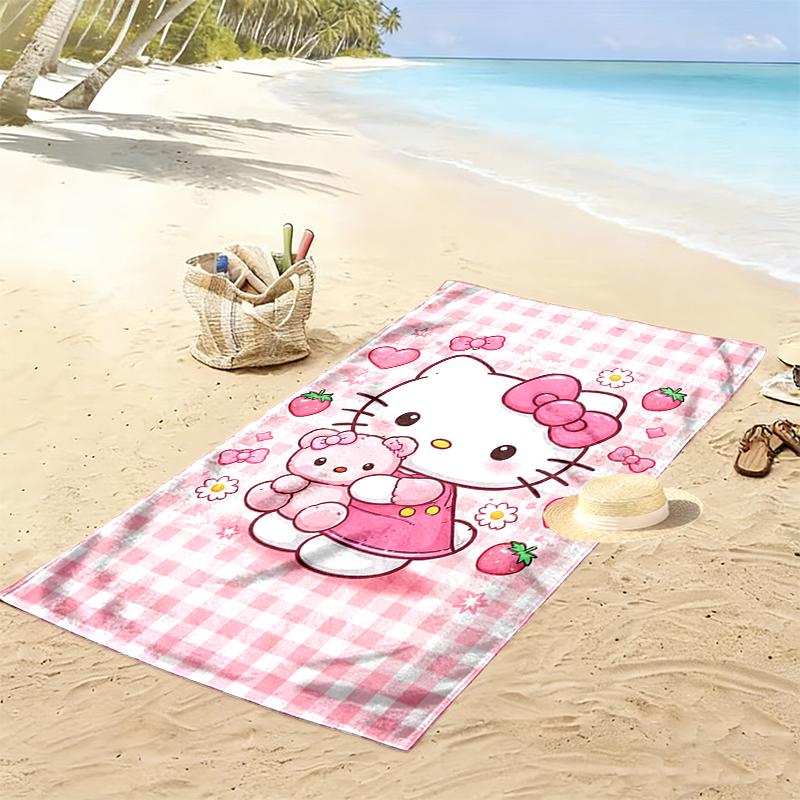1pc Hello Kitty Beach Towel, Soft Beach Towel Suitable for Beach Swimming, Outdoor Camping and Traveling