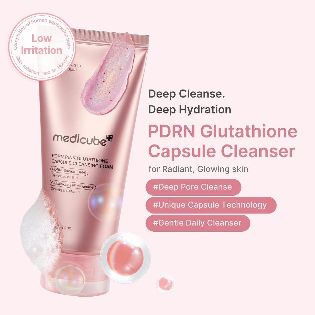MEDICUBE PDRN Pink Glutathione Capsule Cleansing Foam, 120g