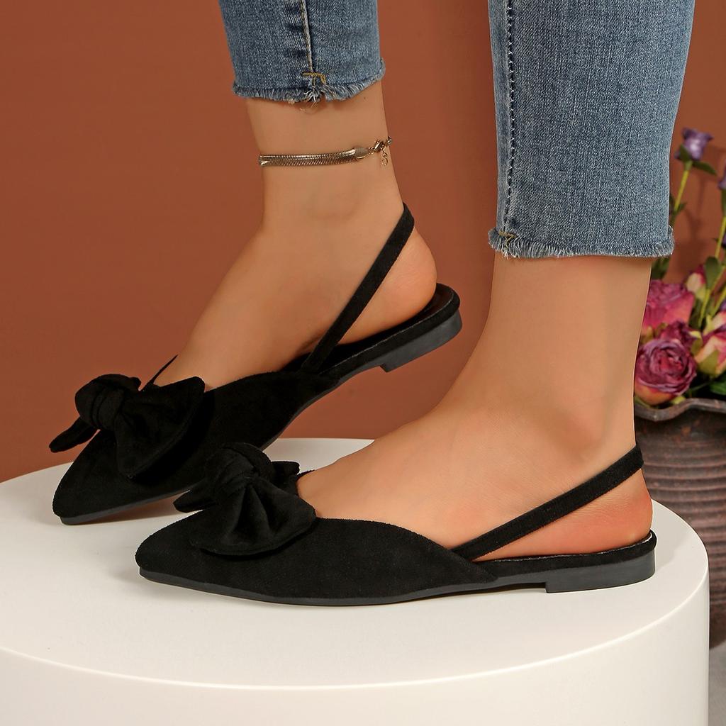 2025 New Ladies Shoes Closed Toe Women's Sandals Fashion Daily Summer Plus Size Butterfly-knot Slingbacks Flat Sandals