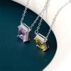 BELLA BOX Ярко-розовый/желтый кулон с фианитом, ожерелье для женщин, серебряный цвет, О-цепочка, модные нежные аксессуары для вечеринок для девочек, ювелирные изделия