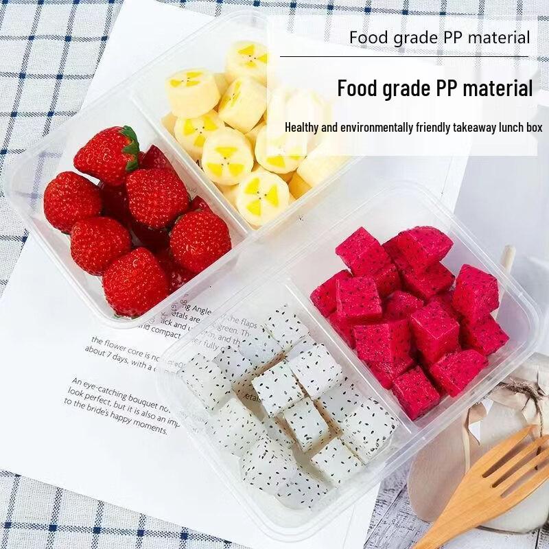 ZISIZ Disposable 2-Compartment Rectangular Lunch Boxes