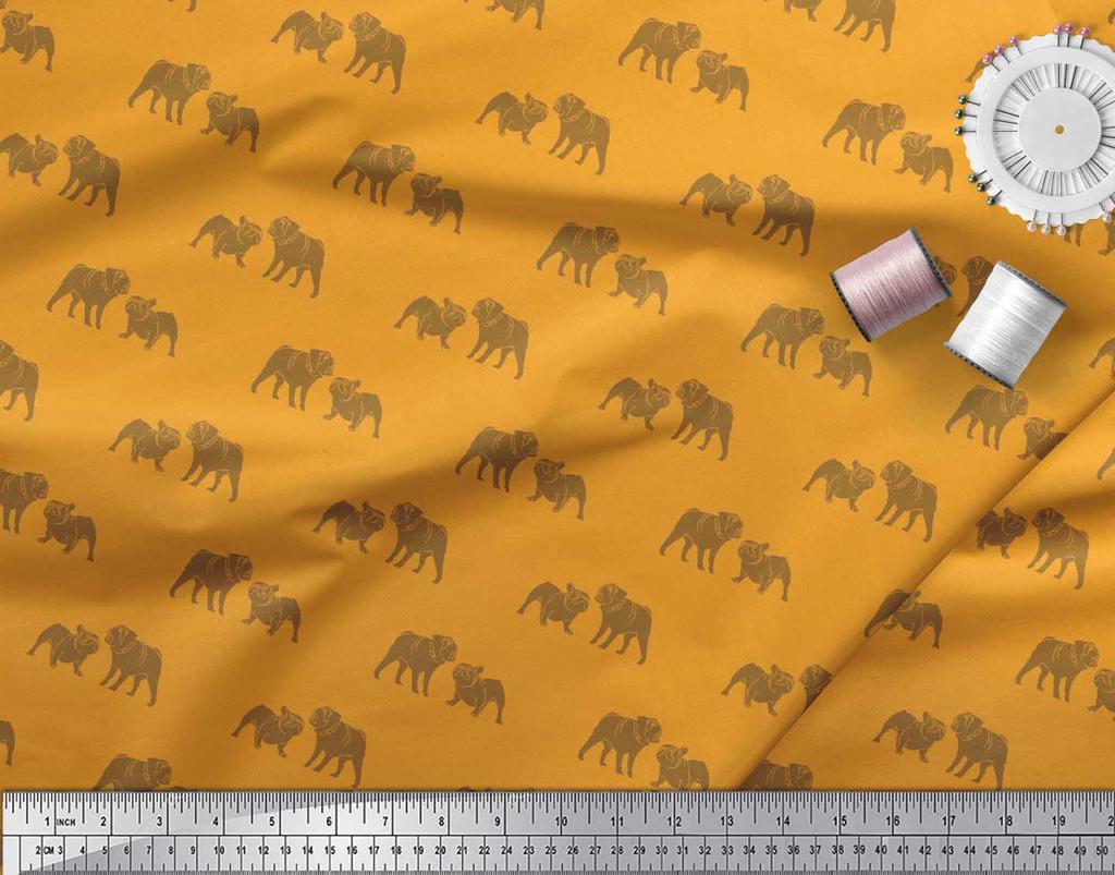 Soimoi Японская креп-сатиновая ткань с принтом Bull Dog на метр шириной 42 дюйма