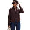 Womens Knit Cardigan 2026 Fall Winter High Neck Long Sleeve Zip Up Solid Color Top