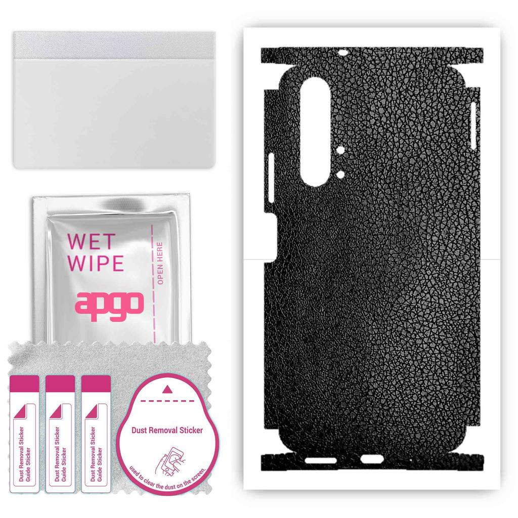 apgo Protective Skin Sticker for the Back+sides Compatible with Honor 20 Pro, Full Wrap Film, Foil, Vinyl - Pattern Black Leather