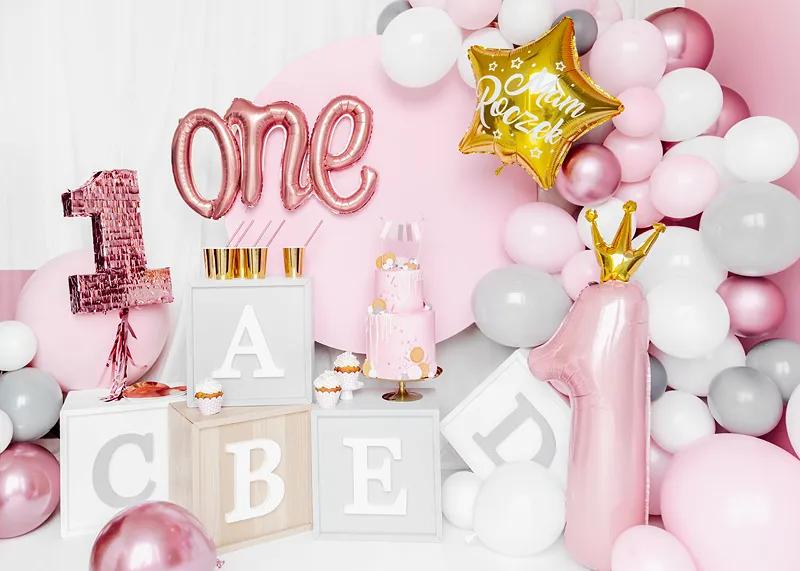 PartyDeco Star Foil Balloon - I' One Year Old, 48cm, Gold