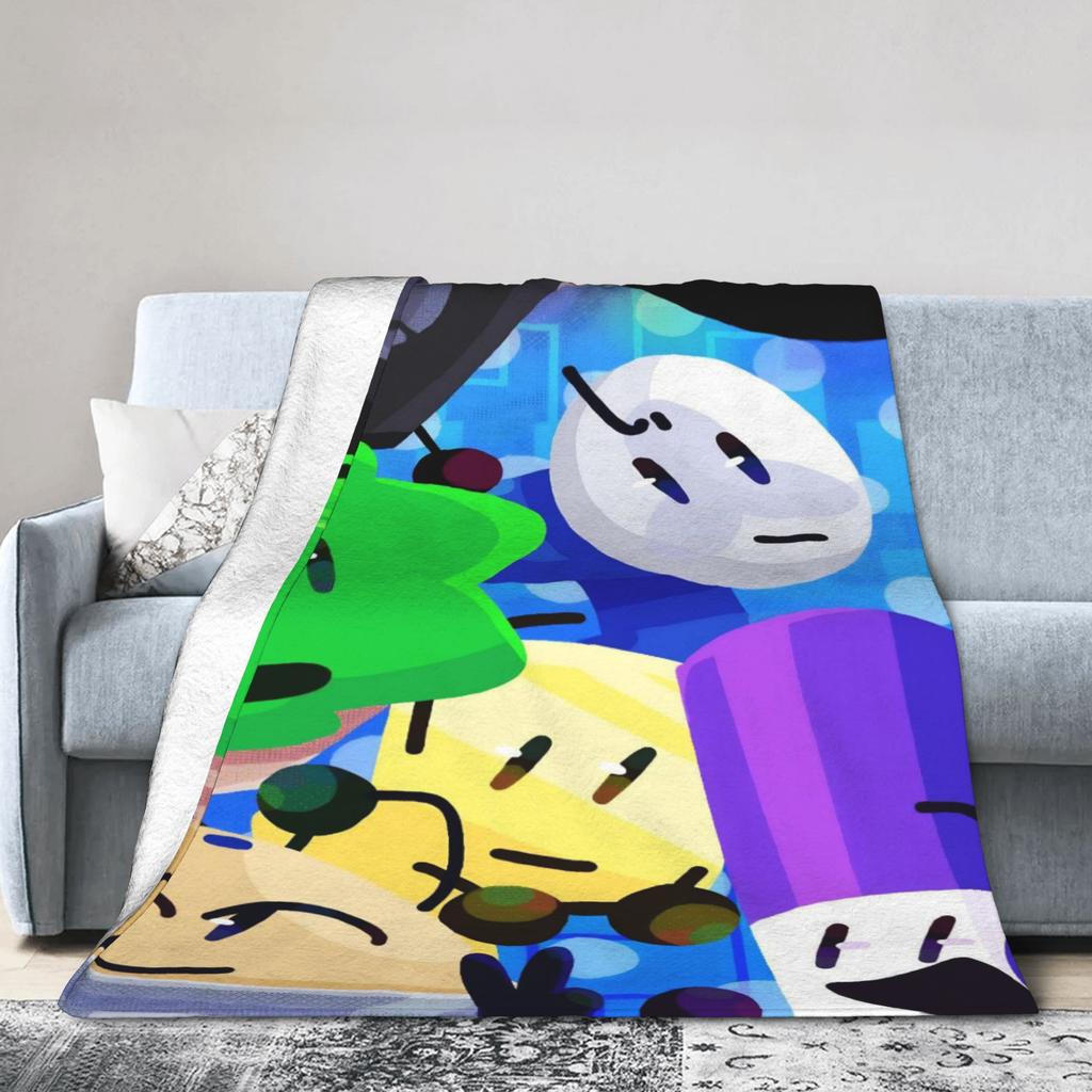 Cartoon BFDI Animated Blanket Flannel Awesome Breathable Throw Blanket for Chair Covering Sofa Spring Autumn