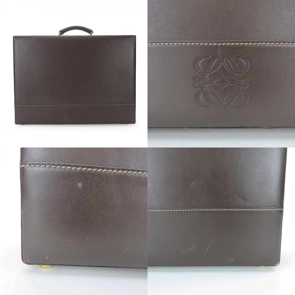 Used LOEWE Business Bag Leather Brown Beige Attache Case