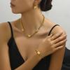 ins geometric court style zircon bracelet ring earrings set versatile niche design long necklace jewelry