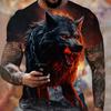 Animal Harajuku Graphic 3D Print T-Shirt Fashion Wolf Pattern Short Sleeve Summer Men's Clothing Breathable Fitness T-Shirts