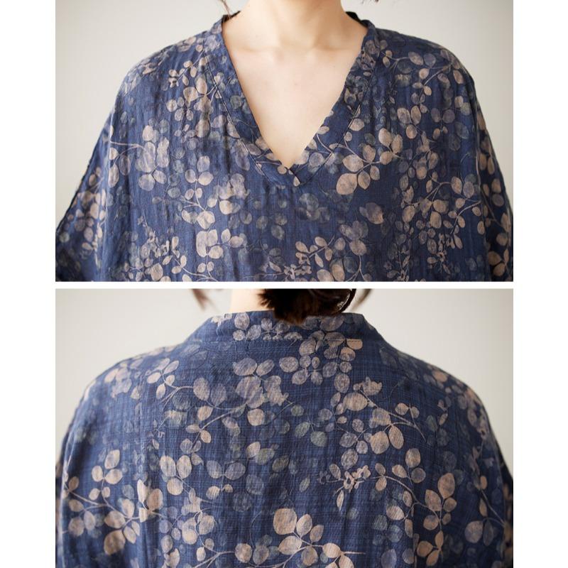 Dimanaf 2025 Лето Плюс Размер Длинное Платье Базовое Женское Повседневное Свободное Винтажное Платье Оверсайз с V-образным вырезом Новое Платье С Принтом