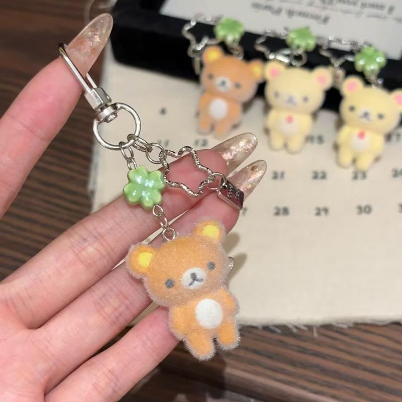 Fashion Cute Bear Flocking Pendent Hanging Rope Phone Charm Bag Decor Surprise Gift For Gifts Bag Charm