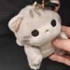 Cartoon Grey Cat Key Chain Soft Cute Pet Pendant Bag Charm Plush Doll Key Ring  Daily