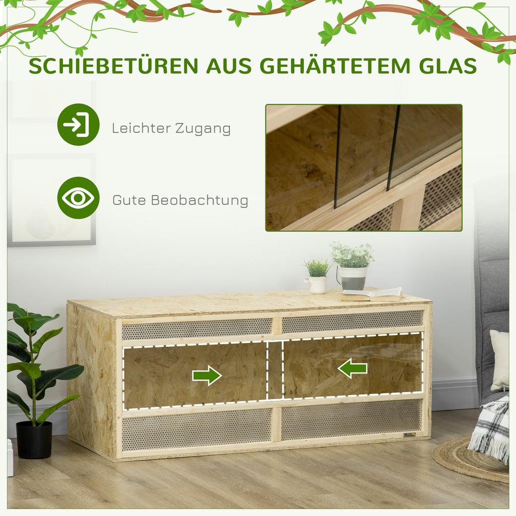 Terrarium For Reptiles Amphibians Glass Sliding Doors Ventilation Grille 120x50x50cm