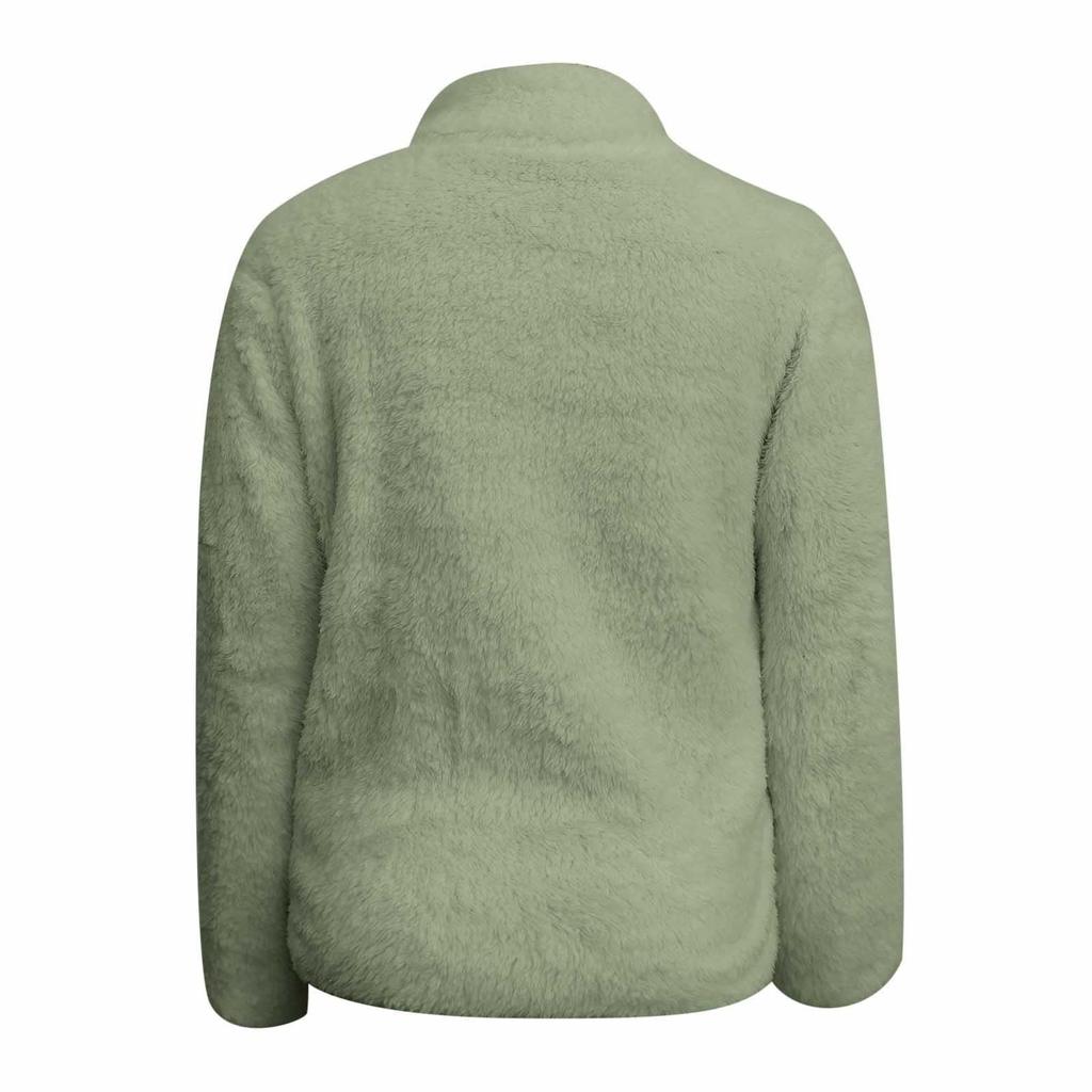 Ladies Casual Fashion New Zipper Sweater Women's Double-sided Velvet Solid Color  Warm High Collar Jacket