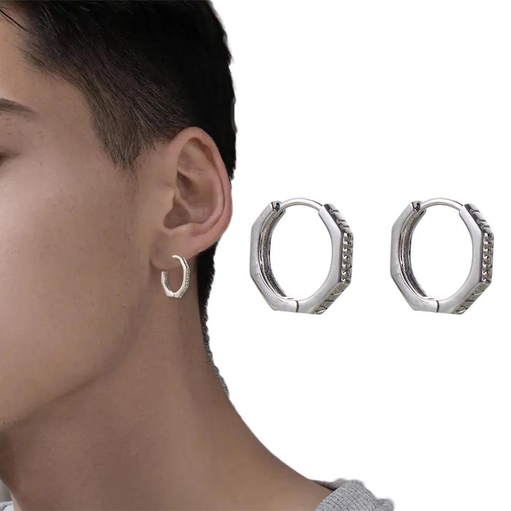 Fashion Personality Creative Silver Fashion Jewelry Man Earrings Korean Style Ear Hoops Letter