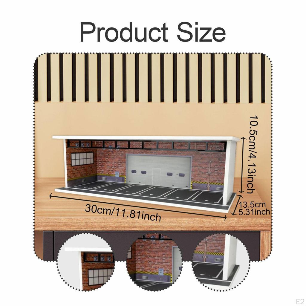 1/64 Model Car Display Case Organizer Garage Diorama Ornament Decoration Scenario Dustproof Parking