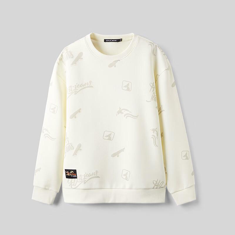 HLA Black Whale Men's 25 Letter Print Crew Neck Sweatshirt