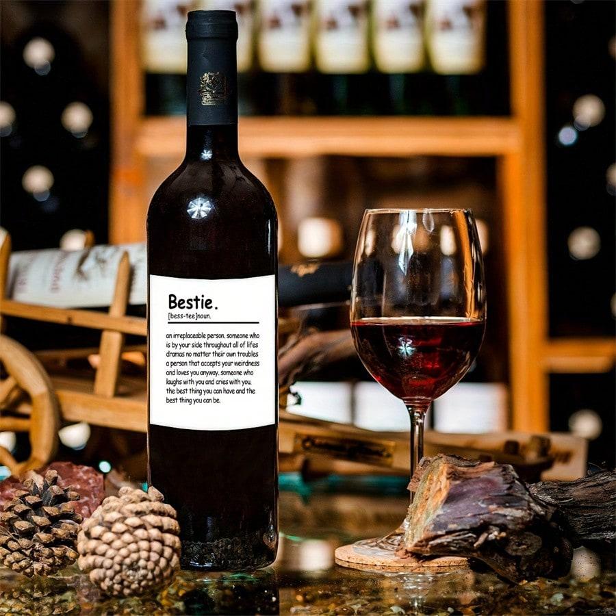 Funny Happy Birthday Bottle Label, Wine Labels Self-Adhesive For Wine, Suitable For Men And Woman, Bestie Sister Friendship Gift For Women Lady