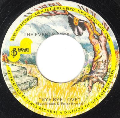 7-дюймовая пластинка EVERLY BROTHERS Bye Bye Love I Wonder If I Care B502 Barnaby Records США Рок Б/у