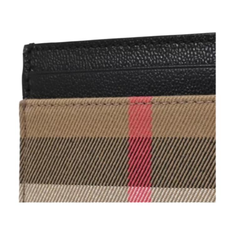 Burberry Классический клетчатый держатель для карт из мягкой кожи и холста Мужские аксессуары Черный 80840331