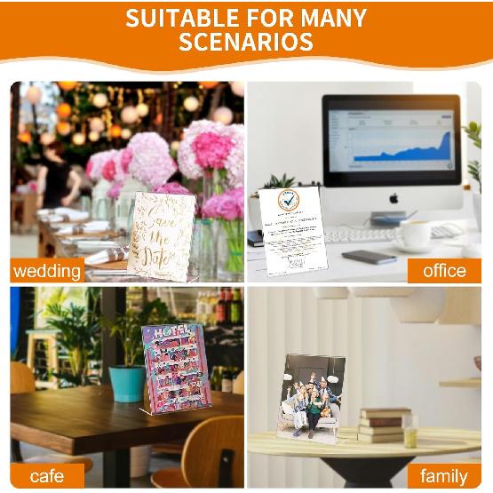 6 Pcs Acrylic Sign Holder 5 x 7 Inch, Plastic Picture Flyer Holder Vertical Slanted Back L Shape Display Stand Acrylic Picture Frame, Table Signs