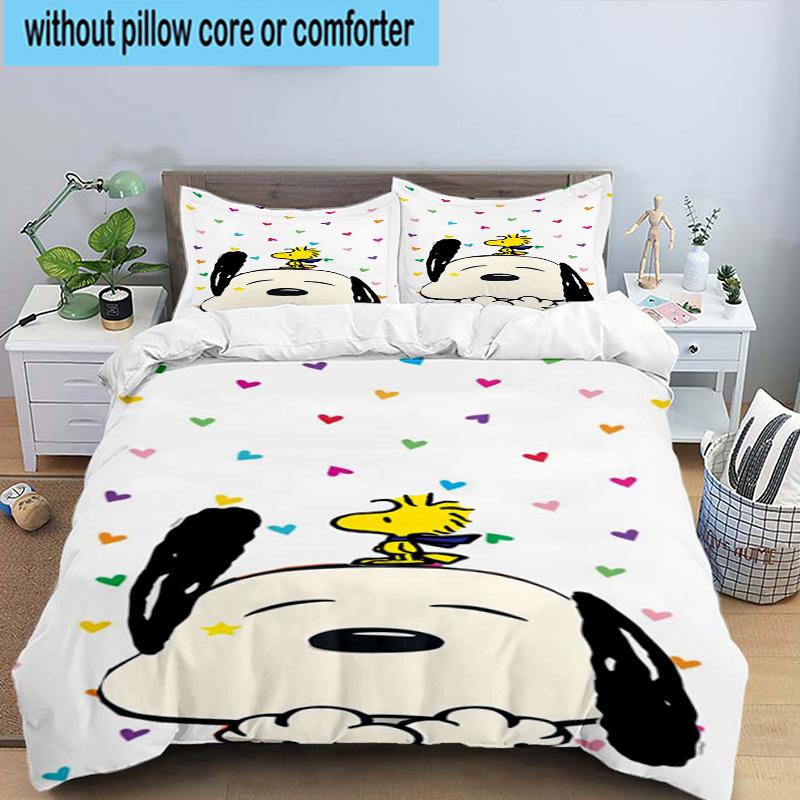 3PCS Snoo-dog Heart Background 3pcs Bedding,Including 3PCS Duvet Cover And 2pcs Pillowcases Perfect for Christmas,Ideal for Bedroom, Dormitory