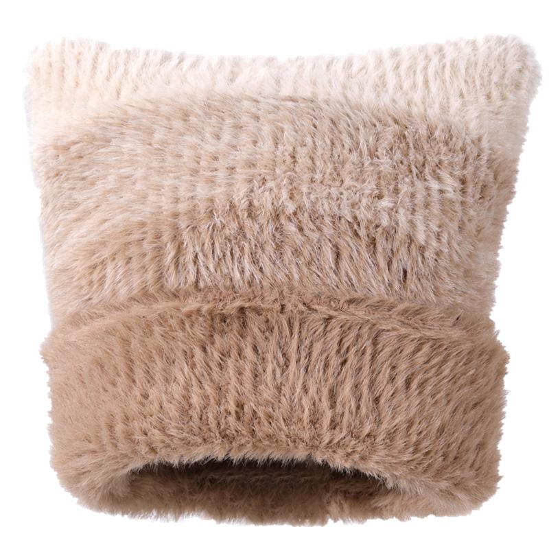 Новая шапка-денди градиентного цвета с кошачьими ушками, ленивая шапка-бини, милые зимние шапки для женщин, уличная одежда, теплые меховые шапки для девочки, подарок