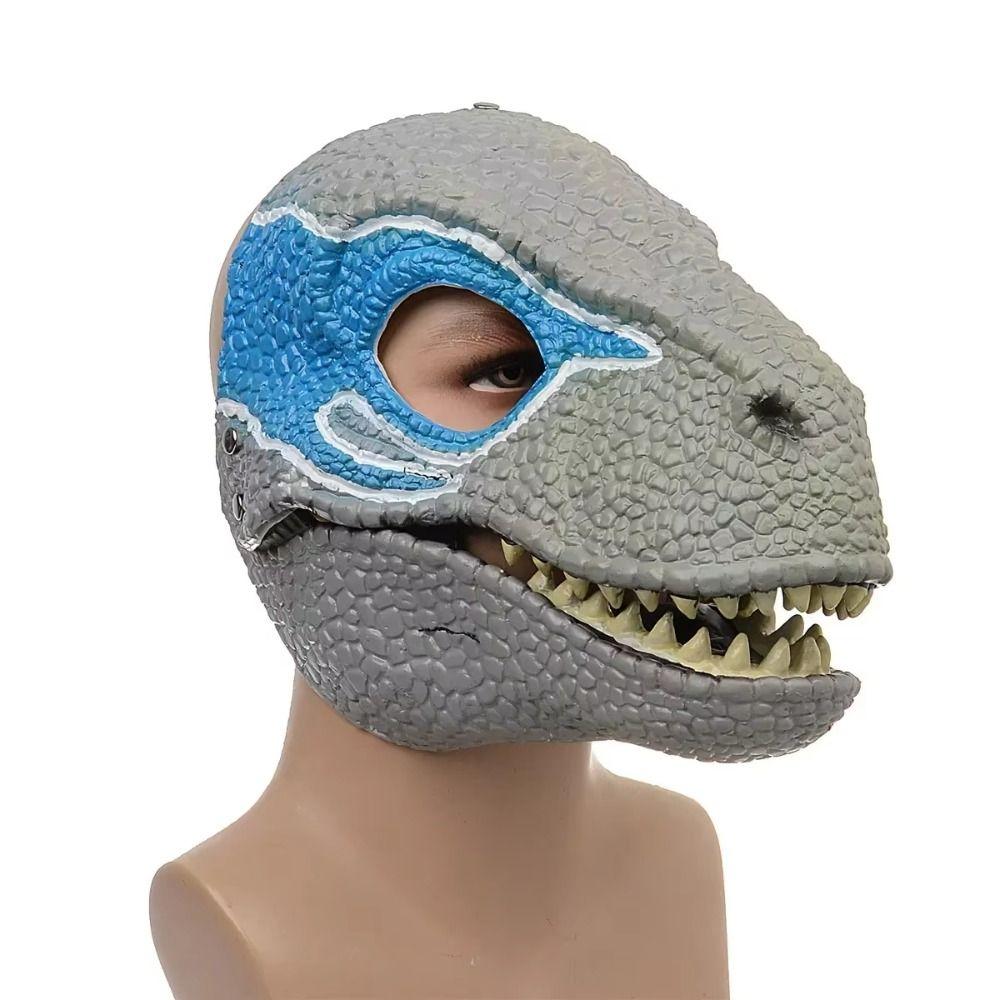 Open Mouth Dinosaur Headgear Moving Jaw Raptor Dino Mask Lifelike Dragon Headwear  for Party