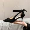 Sexy Temperament Single Shoes French Evening Dress Black High Heels Sandals 2025 Summer Fashion Design Sense Cross Straps